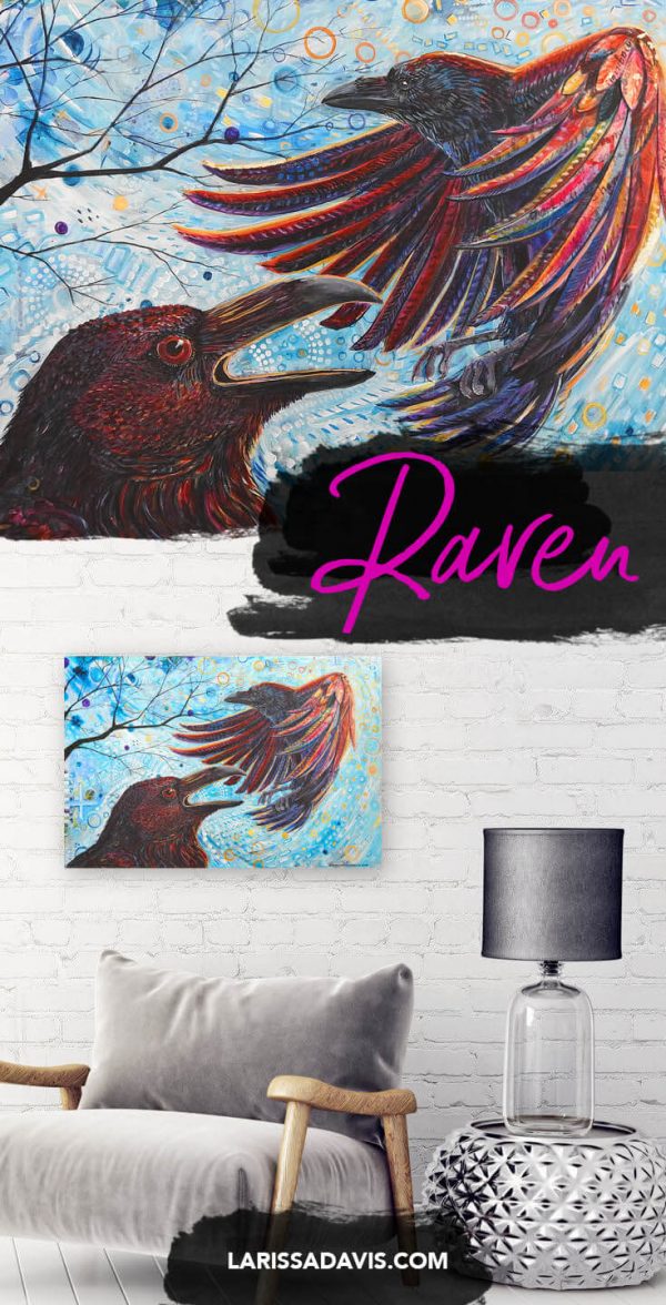 Raven: Spirit animal portrait by Larissa Davis