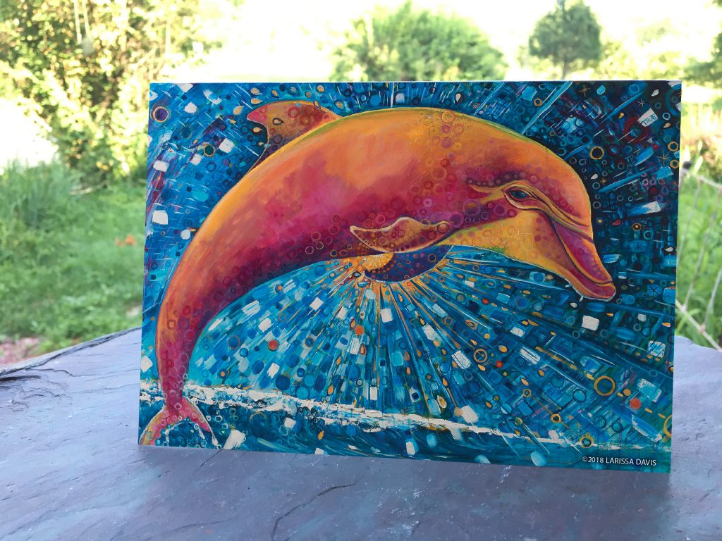 Dolphin spirit animal greeting card alter art