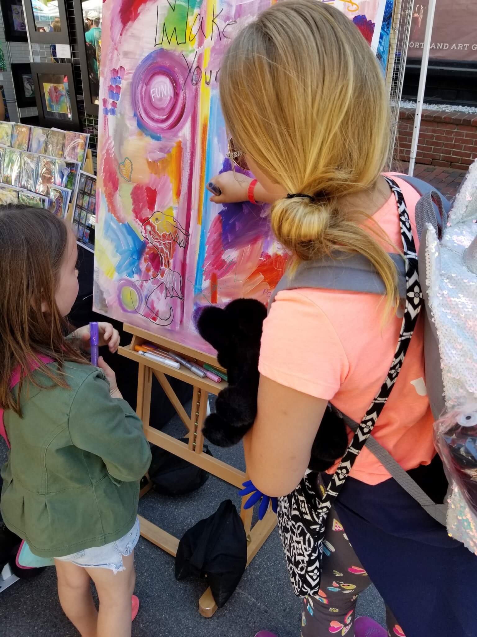 Artist Larissa Davis and the Make Your Mark Dream Wall at the Freeport Maine Fall Festival: October 2019