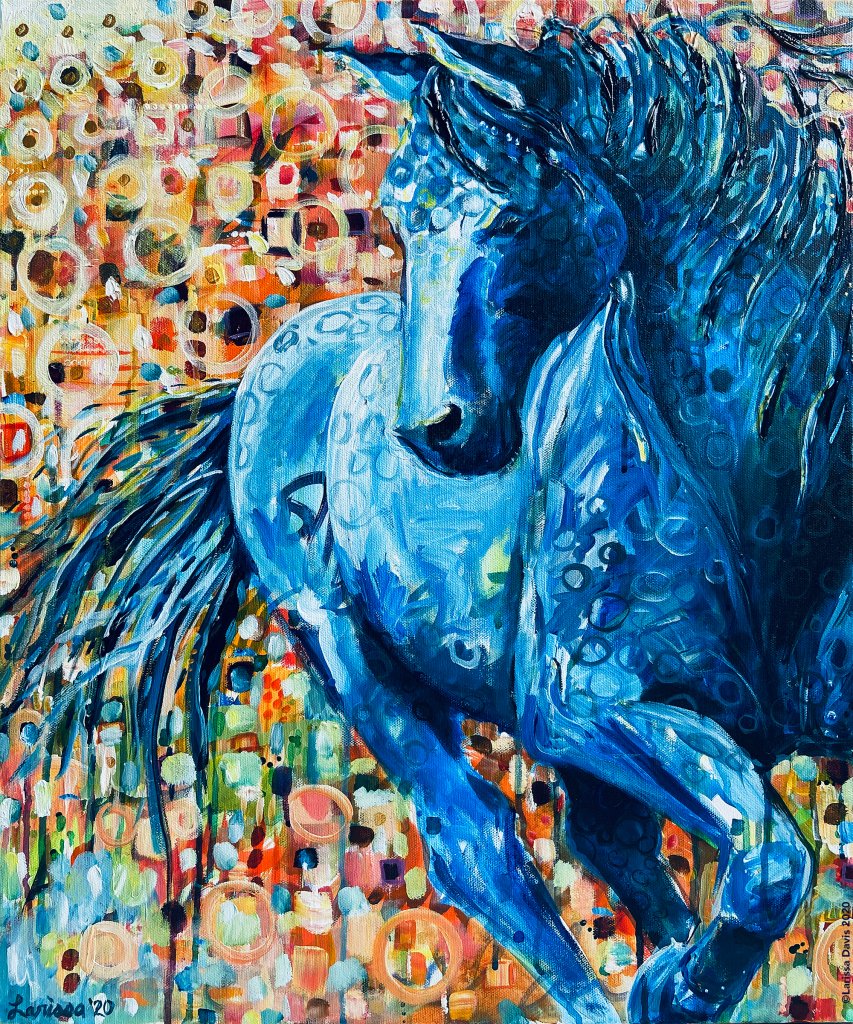Freedom Horse Art: Cheval Bleu by Larissa Davis