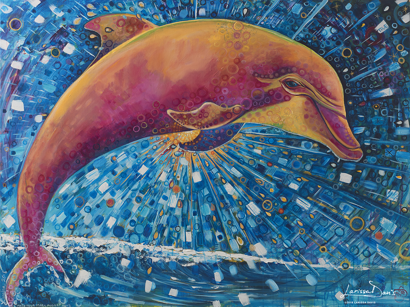 Cosmic Dolphin: An Origins Original Painting by Larissa Davis