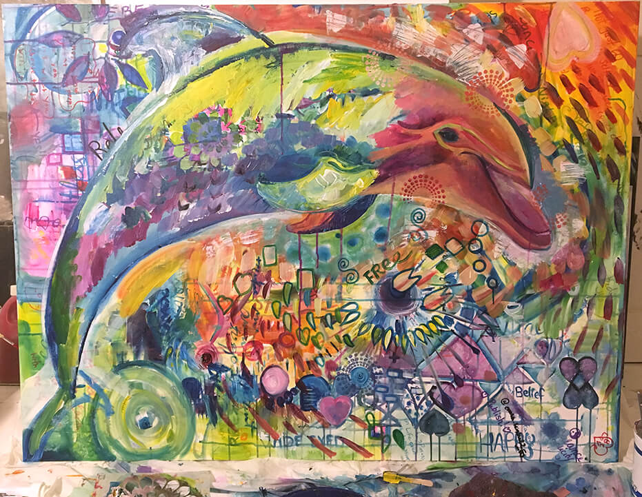 Cosmic Dolphin: An Origins Original Painting by Larissa Davis