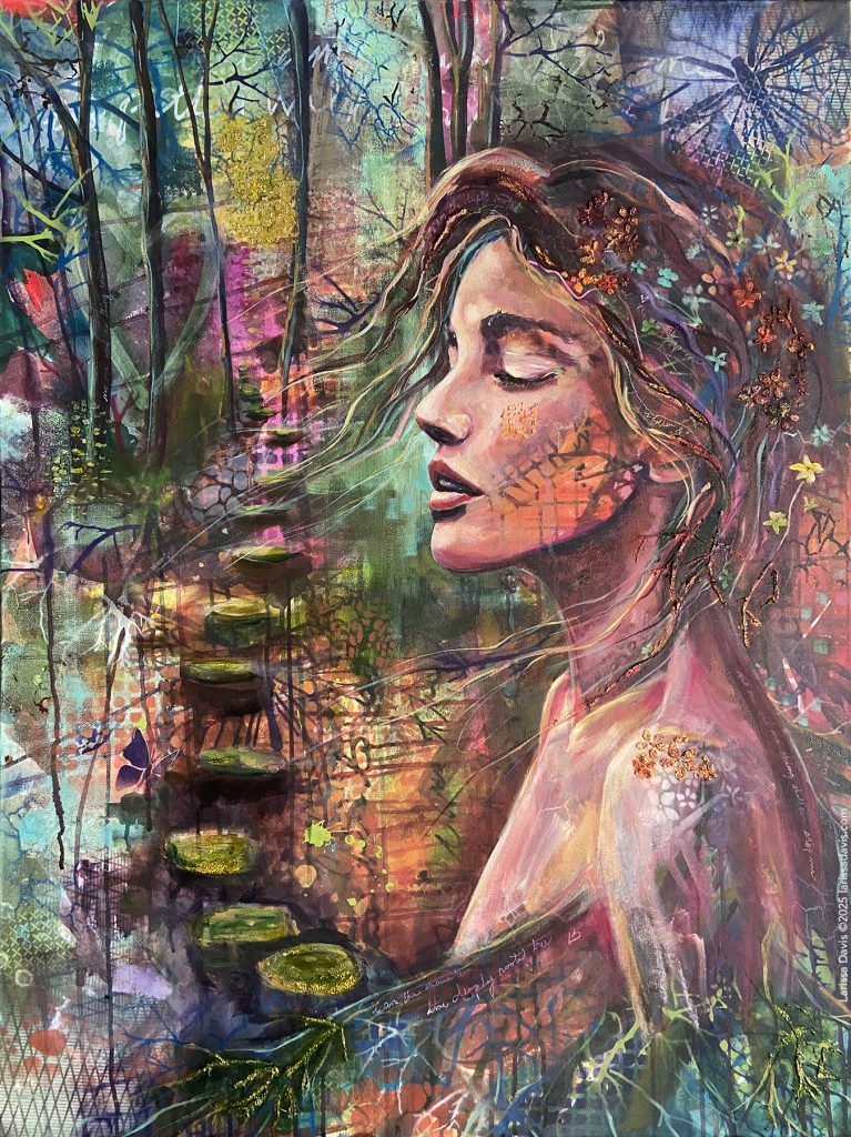 Return – Original Oil and Mixed Media Painting, Woman in Woods, Spiritual Art of Homecoming by Larissa Davis