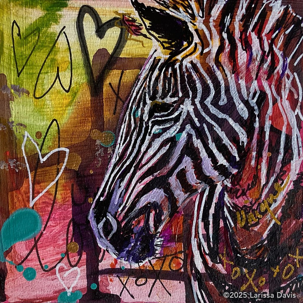 Zebra – Green Hearts art by Larissa Davis