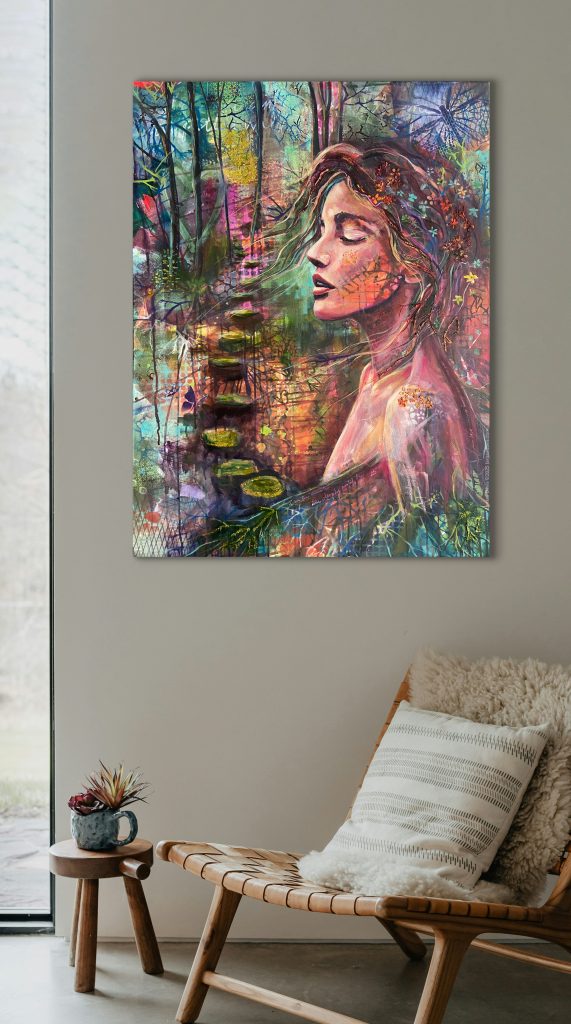 Return – Original Oil and Mixed Media Painting, Woman in Woods, Spiritual Art of Homecoming by Larissa Davis