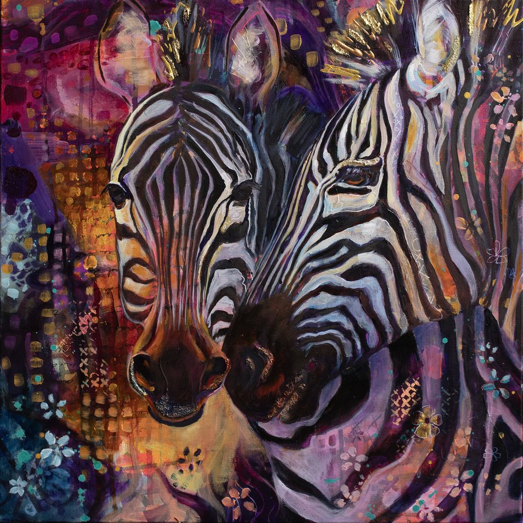 Together zebra art by Larissa Davis