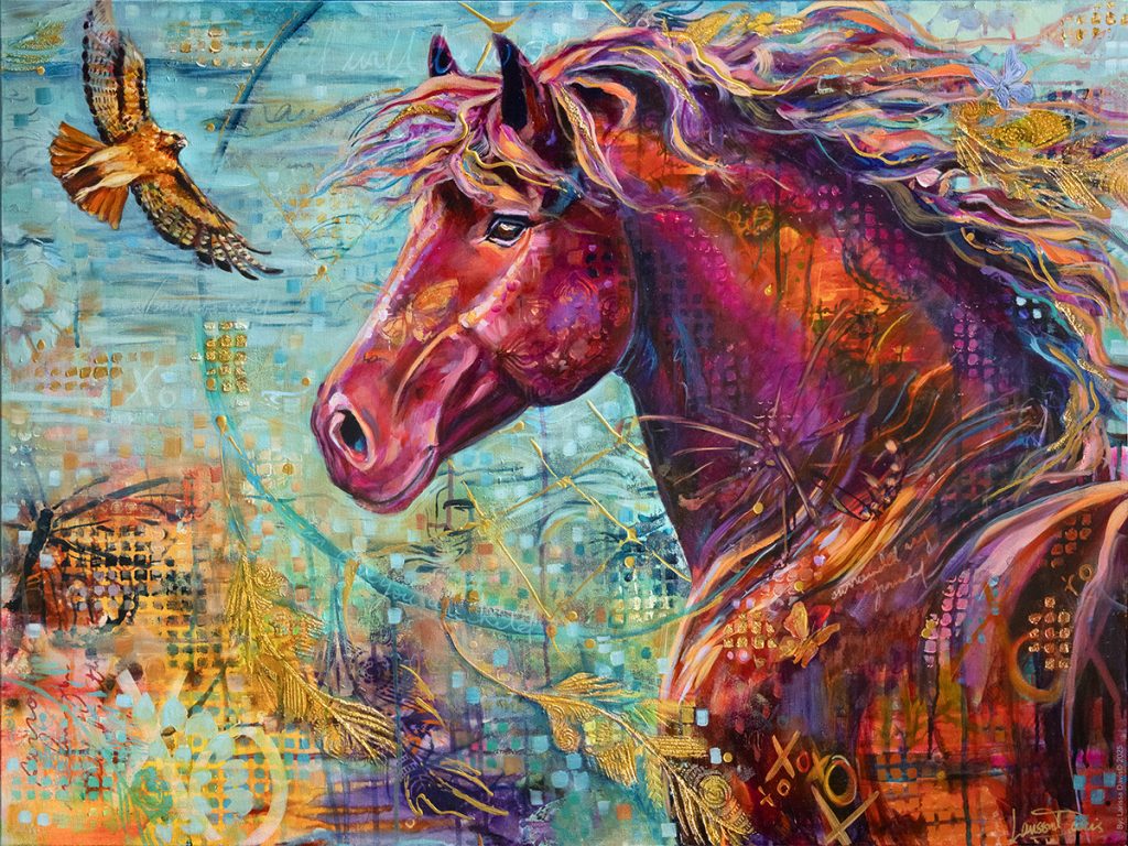 Cait's Dream – Emotional Abstract Horse Portrait of Dreams and Manifesting by Larissa Davis