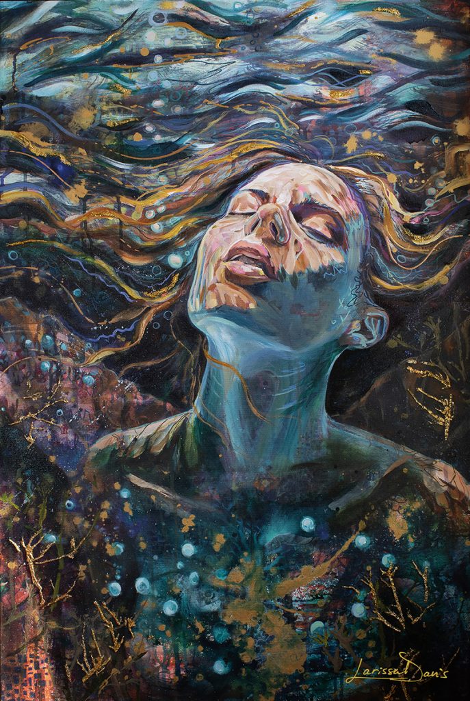 Emergence – Emotional Abstract Mermaid Portrait of Becoming by Larissa Davis
