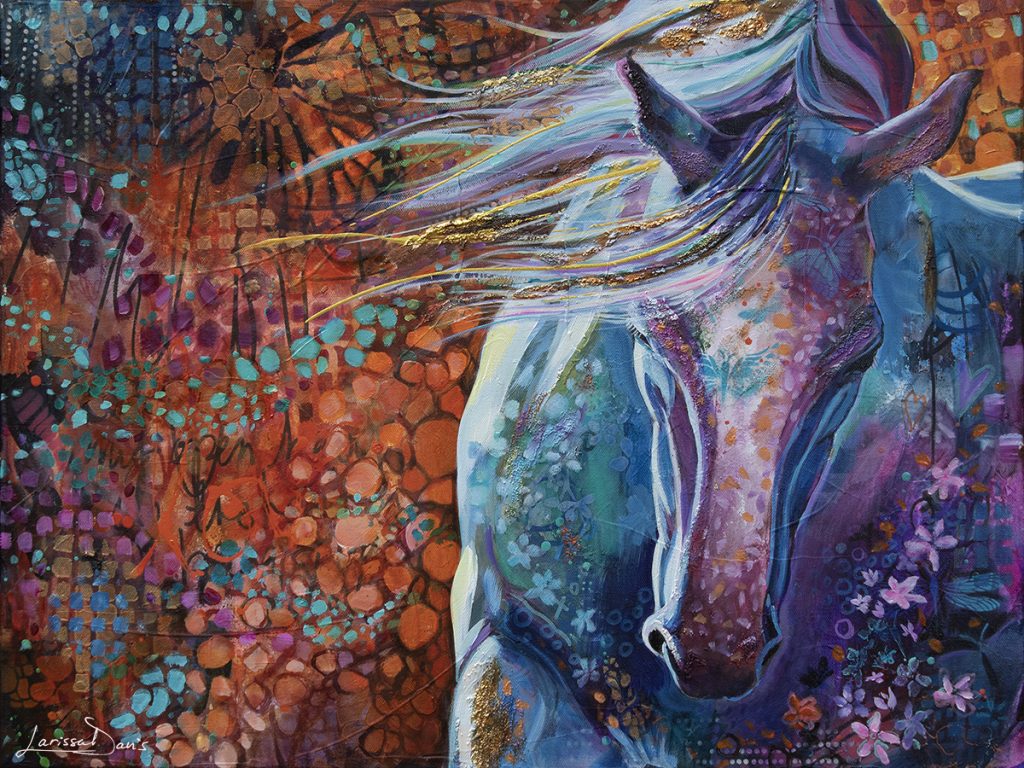 Inner Reign I – Emotional Abstract Horse Portrait of Strength and Freedom by Larissa Davis