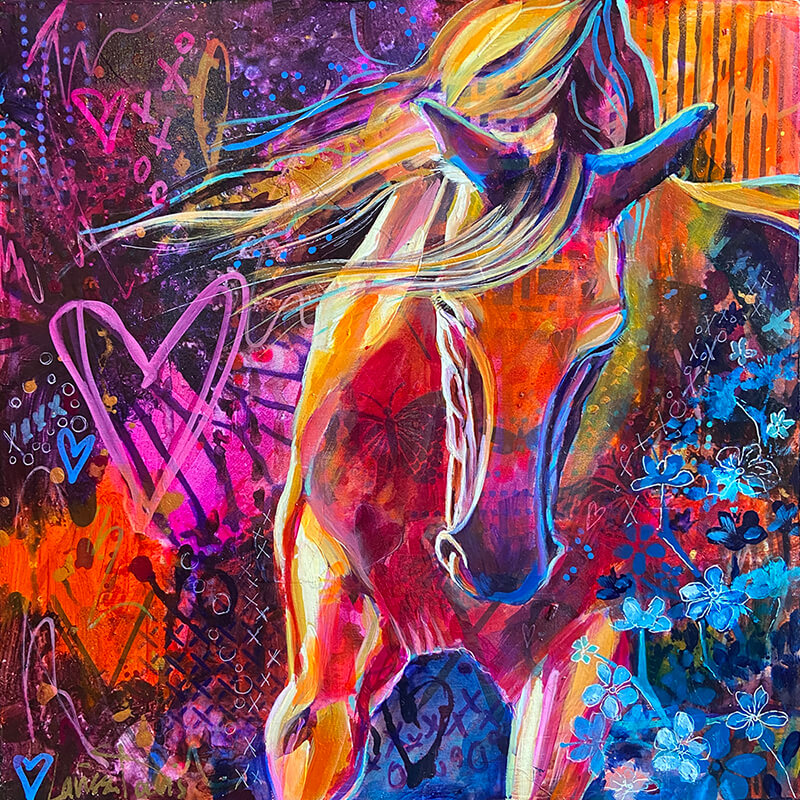 Inner Reign III – Emotional Abstract Horse Portrait of Strength and Transformation by Larissa Davis
