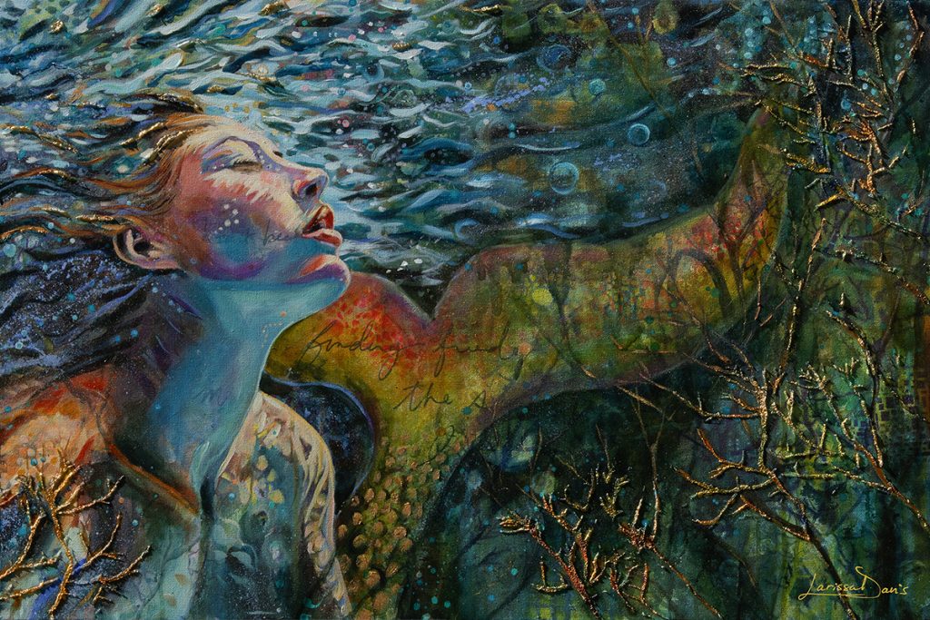 Waters Within – Emotional Abstract Mermaid Portrait of Surrender and Release by Larissa Davis
