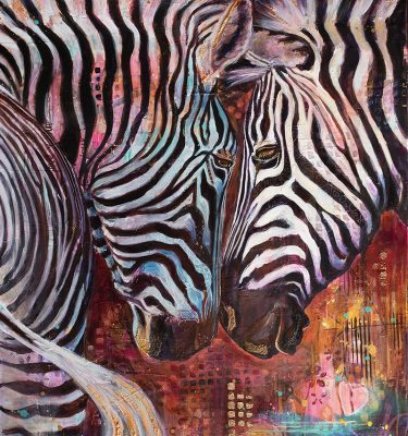 Alignment – Original Oil & Mixed Media Zebra Painting, Symbolic Art of Balance by Larissa Davis