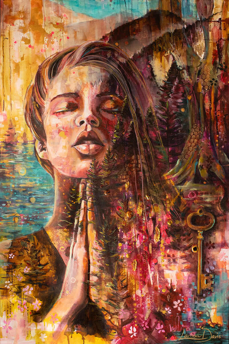 My Grace Portrait of Woman in Prayer in Nature by Larissa Davis