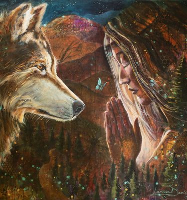 Honor Portrait of Woman and Wolf by Larissa Davis