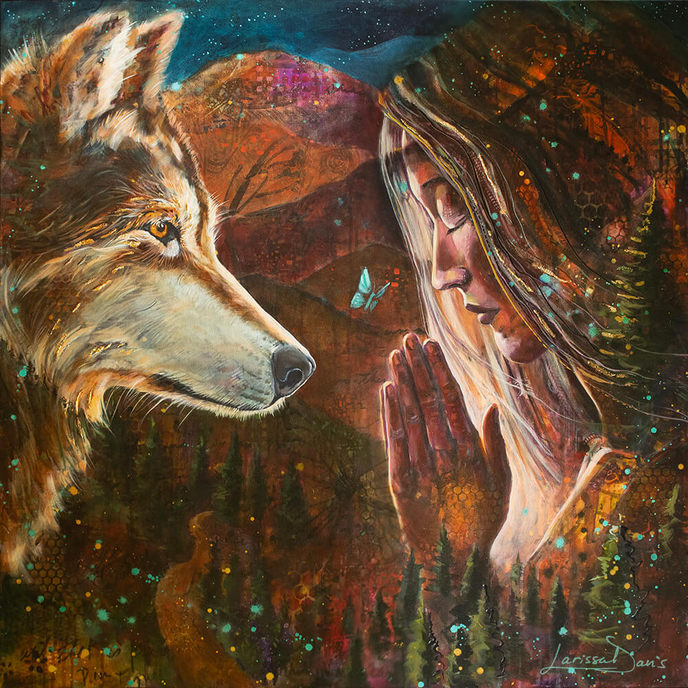 Honor Portrait of Woman and Wolf by Larissa Davis