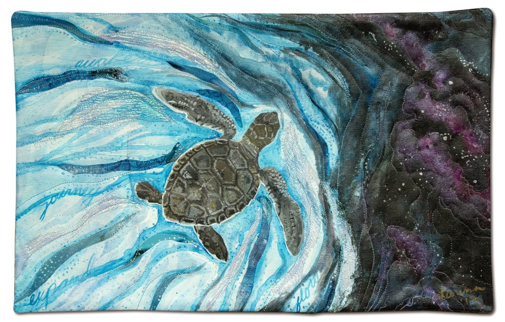 The Long Journey Sea Turtle Art Quilt by Larissa Davis
