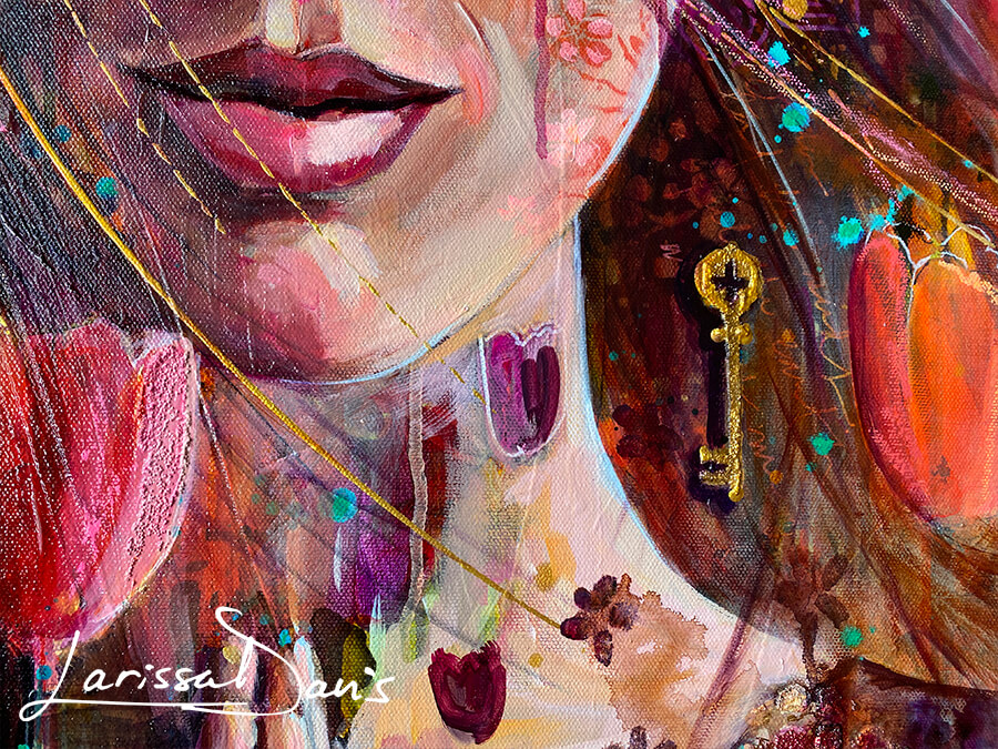 Bloom floral portrait of serene spiritual woman by Larissa Davis