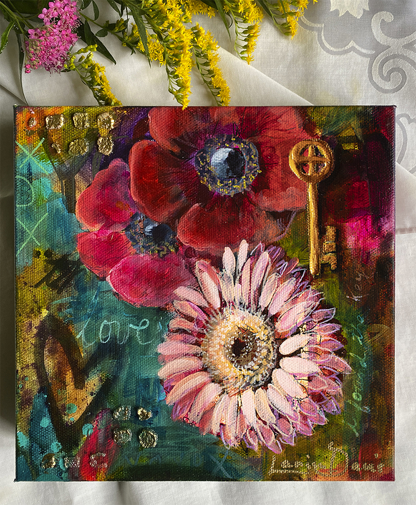 I Found the Key is You floral portrait by Larissa Davis
