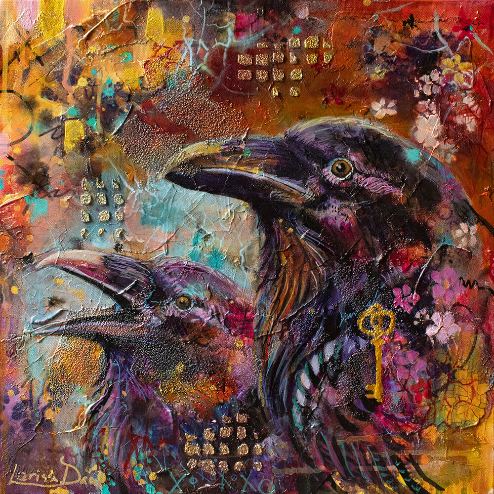 Raven portrait of awakening by Larissa Davis
