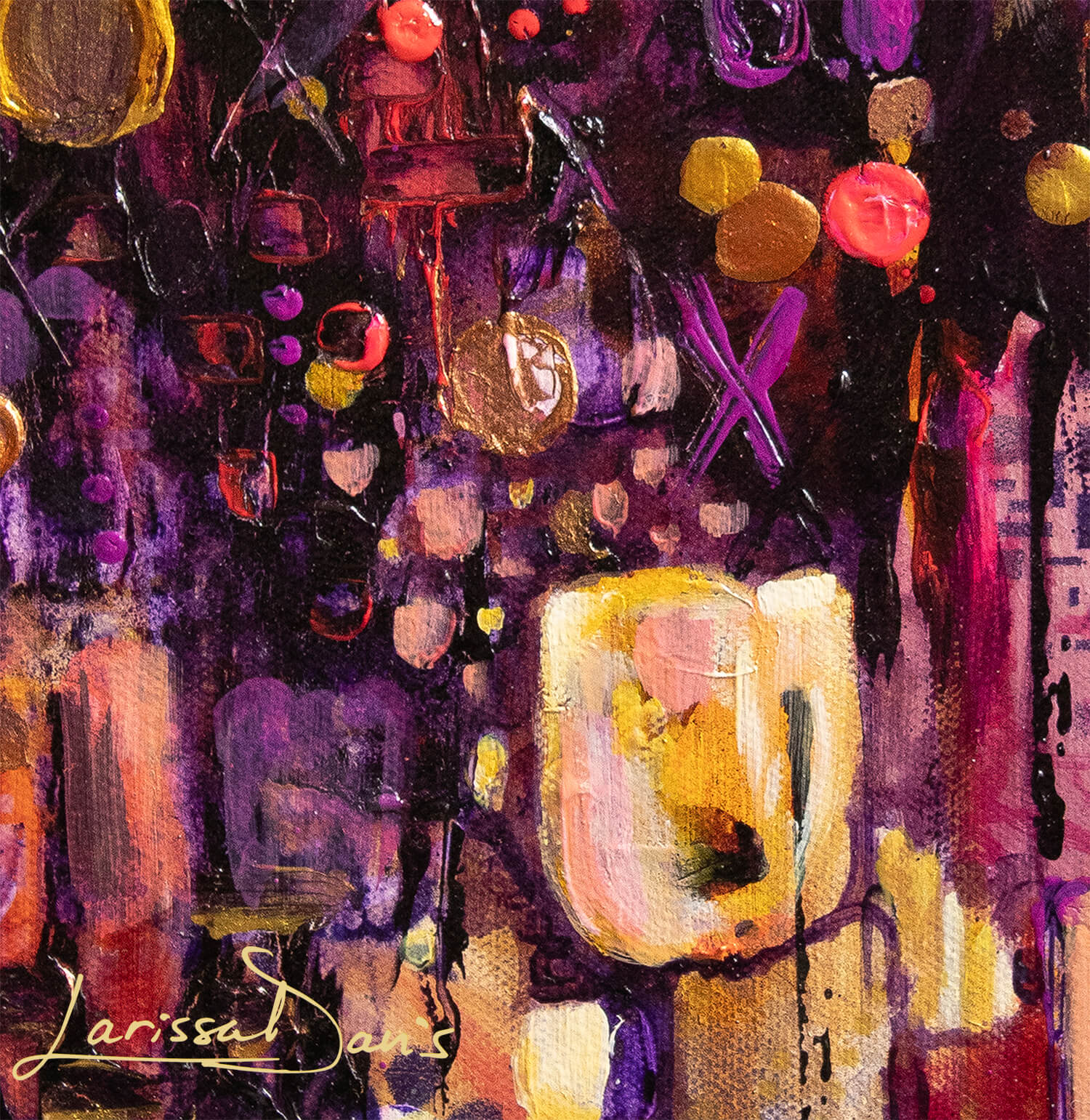 Shadows of Enlightenment Abstract in purple and gold by Larissa Davis