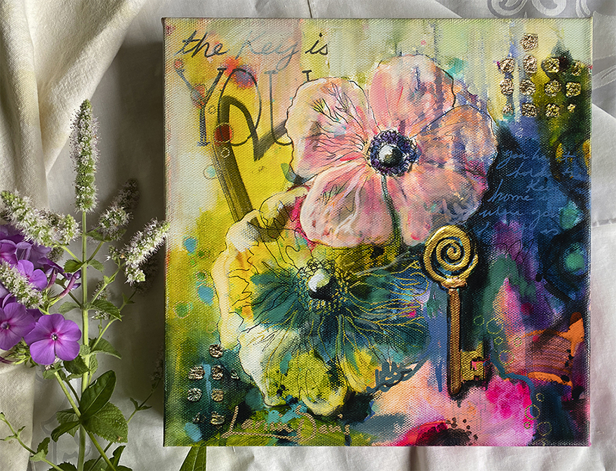 The Key is You floral portrait by Larissa Davis